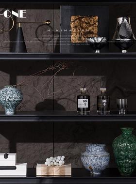 Rzone 高级感新中式设计师茶室开放格组合书房中古风陶瓷装饰摆件