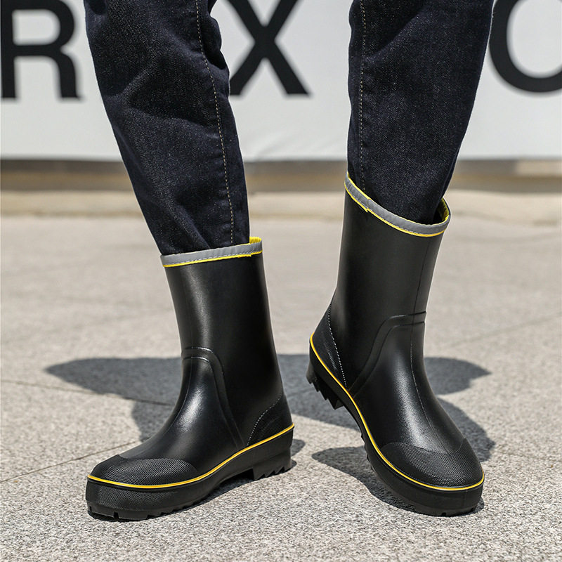 中筒雨鞋男款户外钓鱼鞋防滑防水鞋洗车厨房工作雨靴耐磨劳保胶鞋