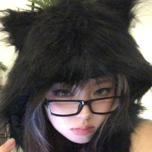 氛围感黑色小猫耳朵帽子围巾一体毛茸茸套头帽保暖护耳辣妹冬帽