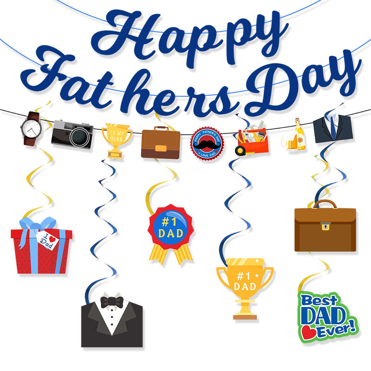 2024父亲节新款HAPPY FATHERS DAY连体拉花拉旗