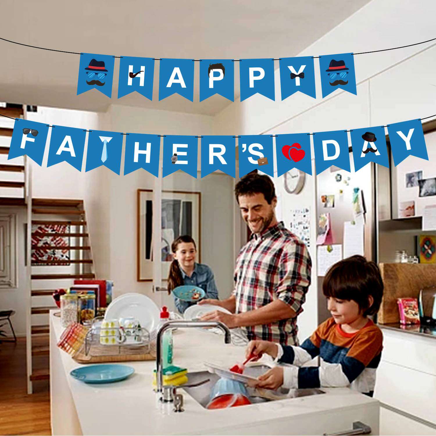 父亲节派对装饰Happy Father's Day字母拉旗横幅定