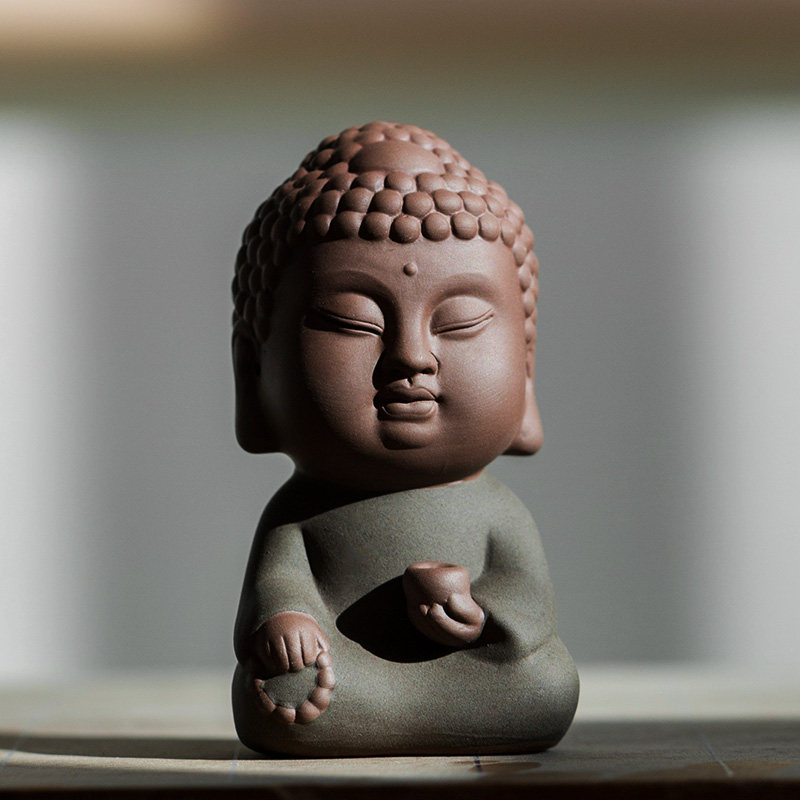 碌心 复古禅意小佛童 茶宠小号摆件迷你萌趣可爱茶玩功夫茶道配件