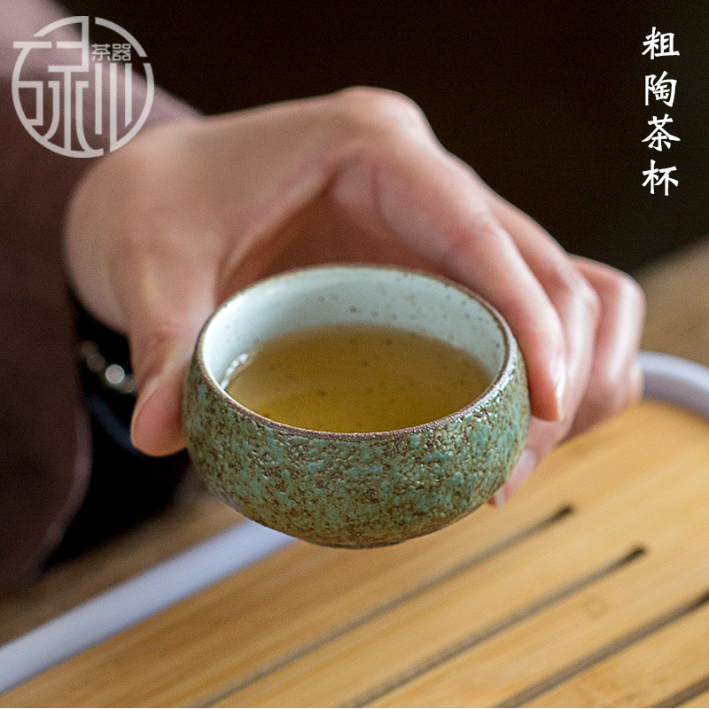 碌心茶杯粗陶复古中式家用功夫