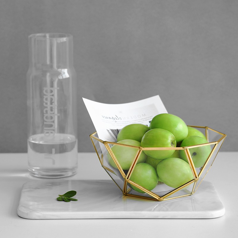 Japan Northern Europe Retro Hexagon Glass Hamper Storage basket Design brass Geometry Phnom Penhin the Tableware , Tableware , Fruit bowl/Fruit plate/Hamper  category - from Buy2taobao.com to provide professional Taobao agent buy service
