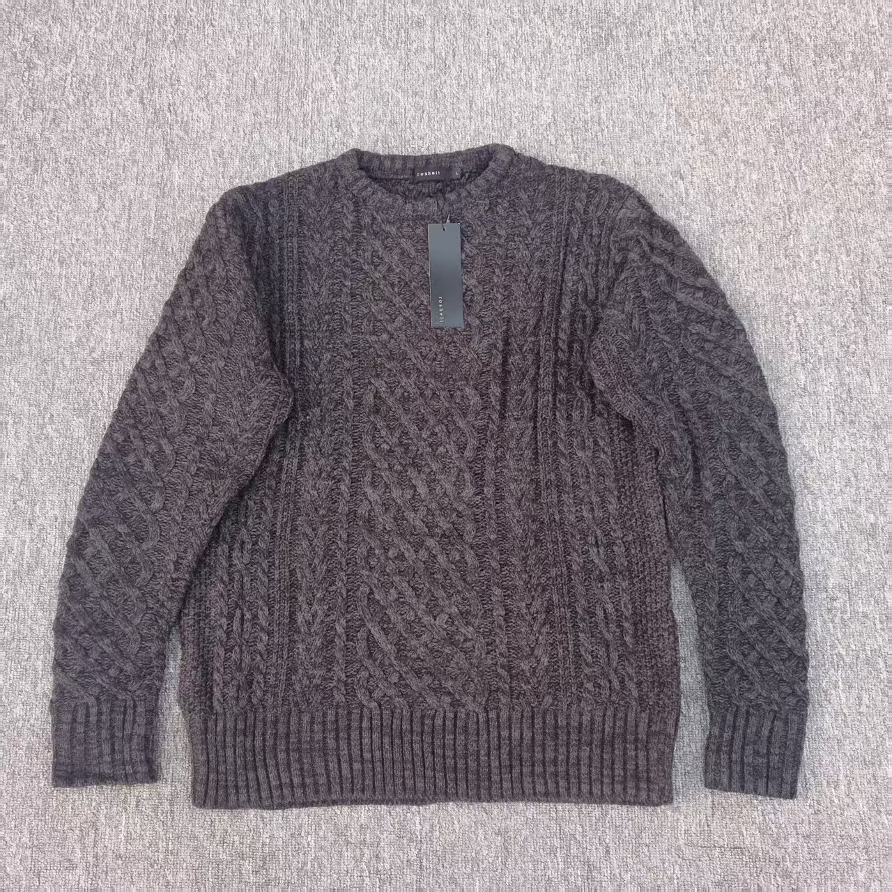 日单纯原原单秋冬款套头粗线麻花男款针织毛衣长袖纯色显瘦