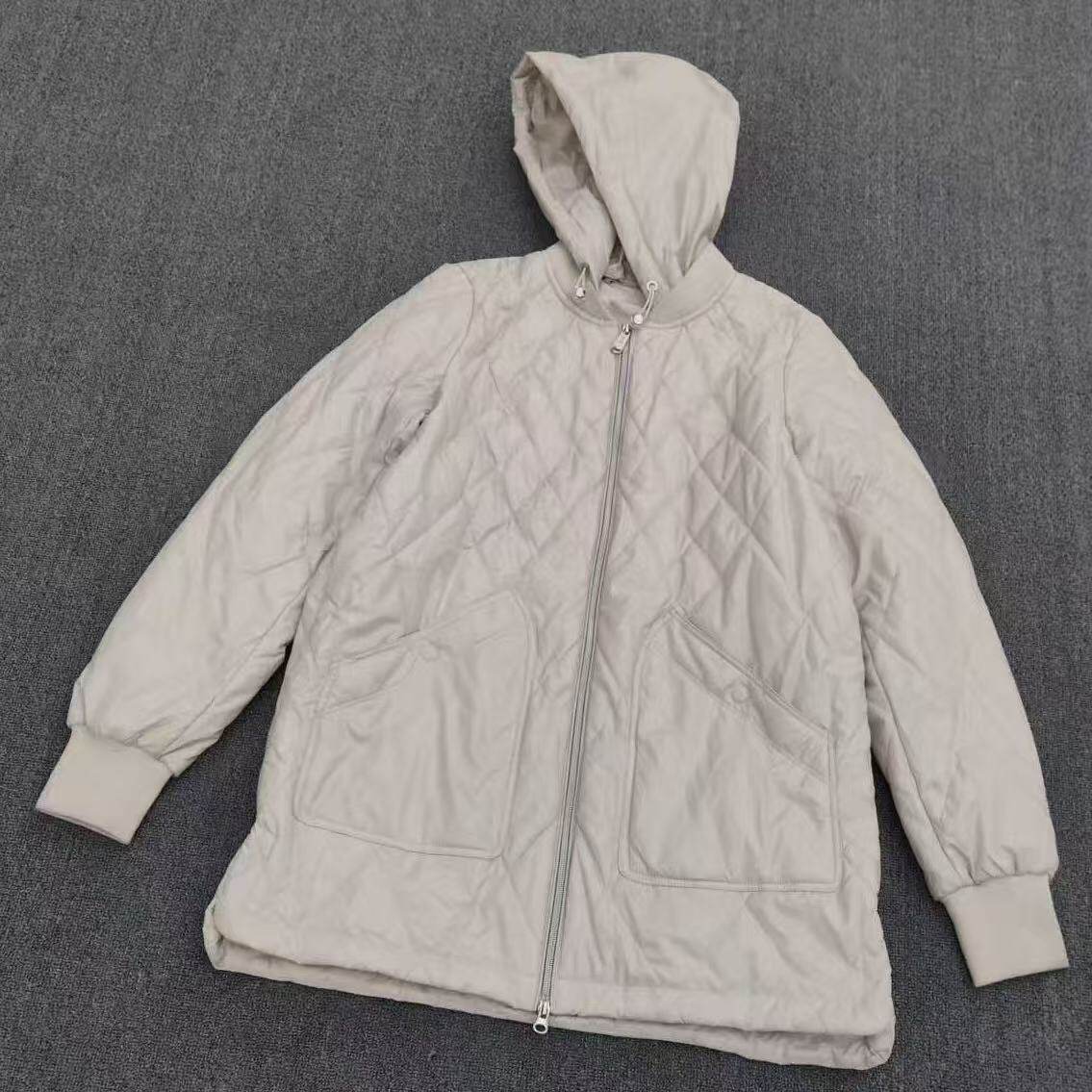 秋冬宽松薄款棉服女中长款连帽棒球领衍缝棉衣大口袋百搭休闲外套