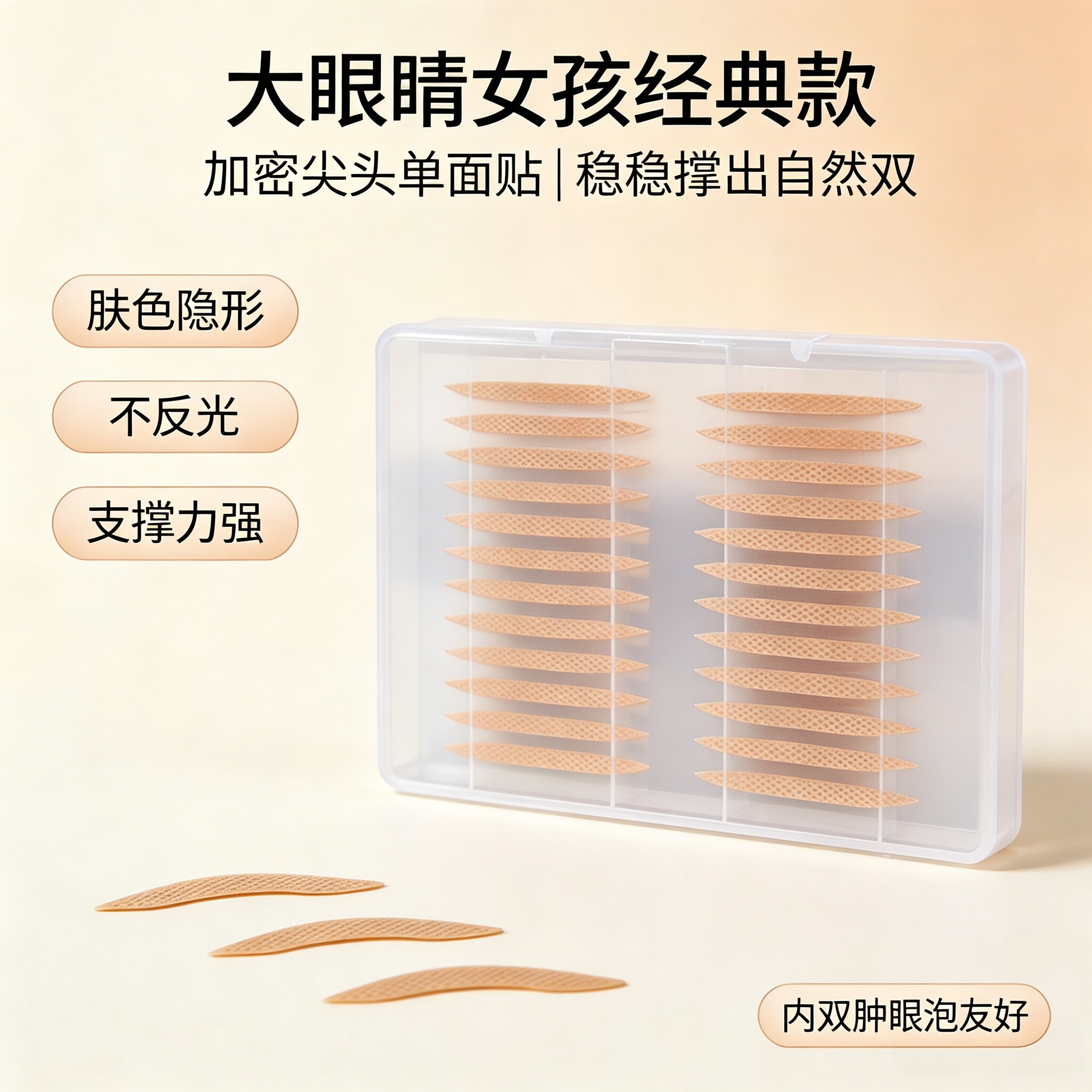 2400贴大眼睛女孩仿真蕾丝双眼皮贴肤色无痕自然肿眼泡尖头粘性好