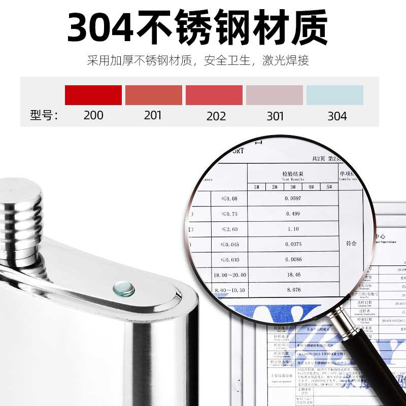 凯尚莱小酒壶高档加厚304不锈钢5五斤装随身户外便携式扁白空酒瓶-封面