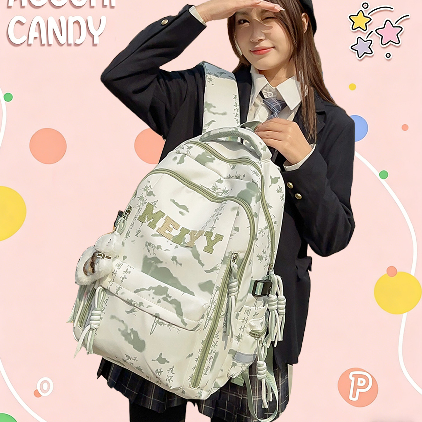 水墨国风书包女初中高颜值高中生双肩包大学生大容量护脊减负背包,箱包皮具/热销女包/男包,双肩背包,淘宝优惠券,粉丝福利购,淘宝优惠卷