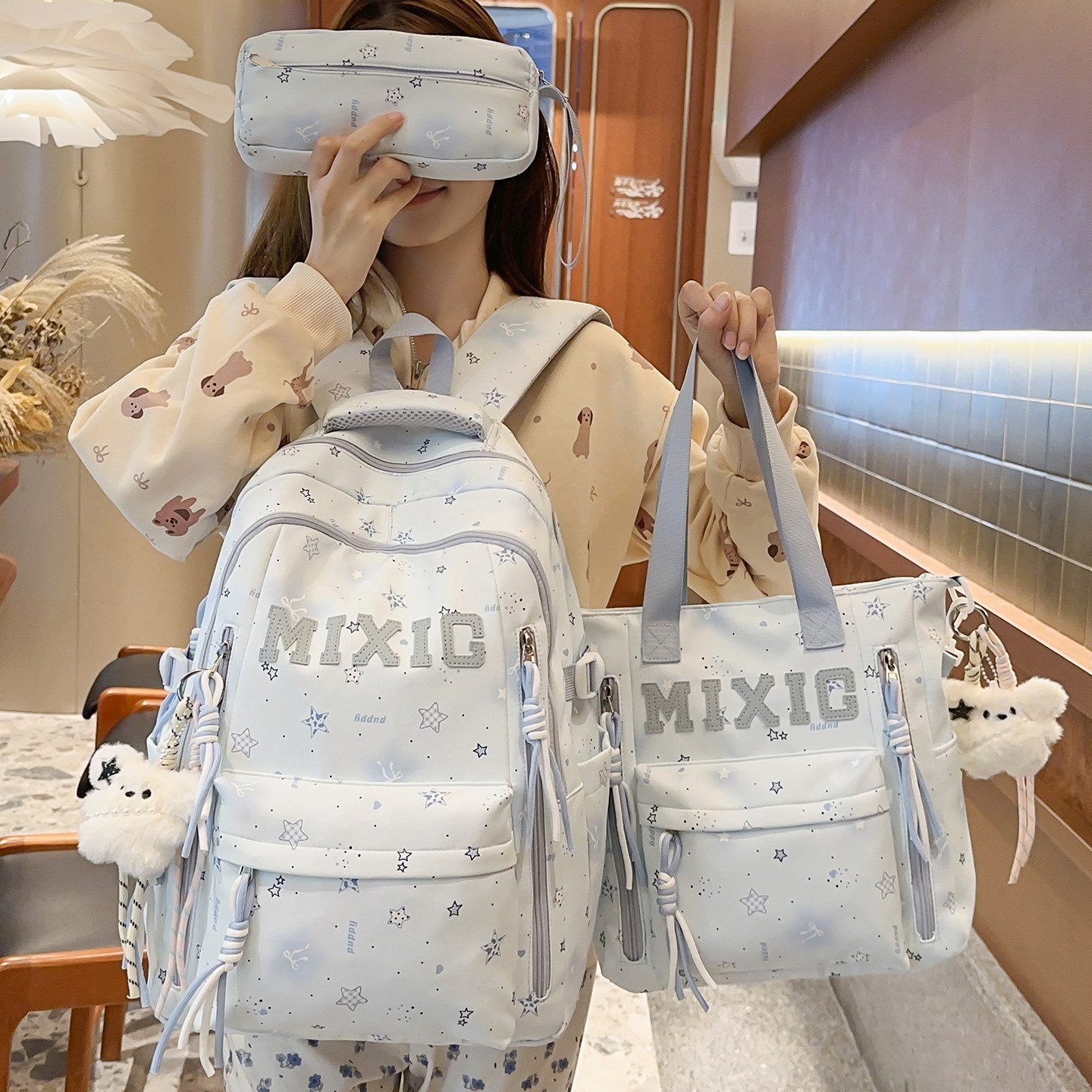 ins风书包女初中生韩版高中生双肩包小学生3-6年级大容量轻便背包