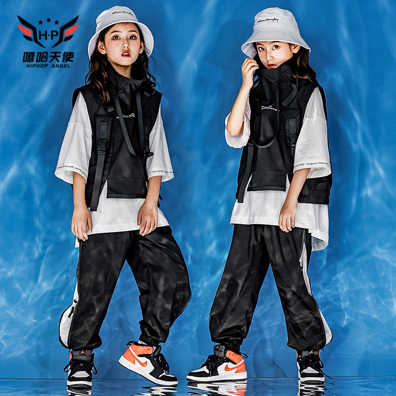 儿童街舞套装男童走秀潮服演出服装时尚嘻哈潮流潮装男孩宽松帅气