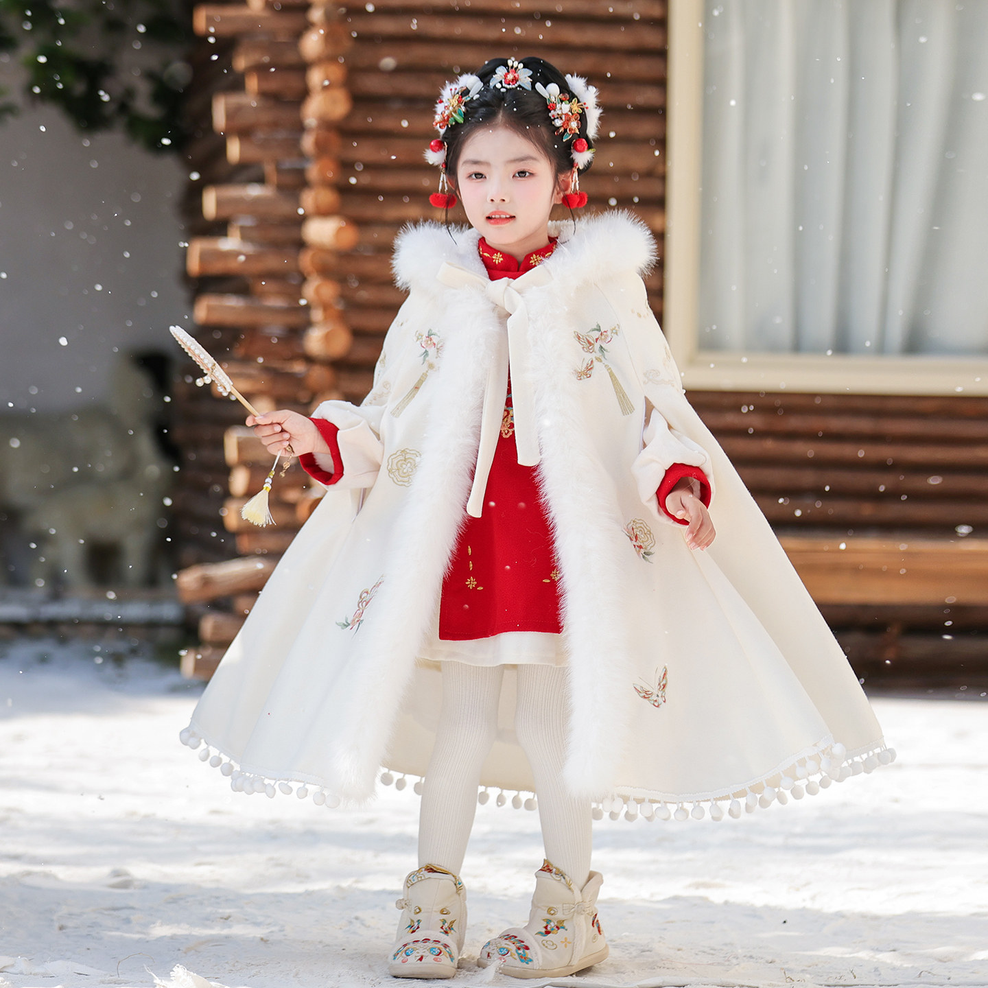女童披风斗篷加绒加厚超仙古装外套儿童红色拜年服新年汉服斗篷,童装/婴儿装/亲子装,披风/斗篷,淘宝优惠券,粉丝福利购,淘宝优惠卷
