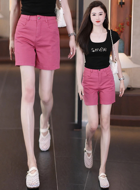 红色短裤女夏季薄款2025新款高腰显瘦小个子宽松直筒五分裤子夏款