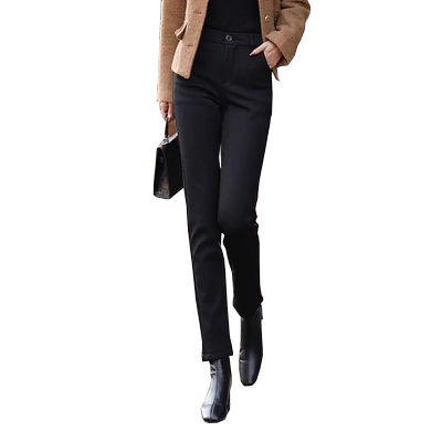 黑色西装裤女冬加绒加厚2025新款