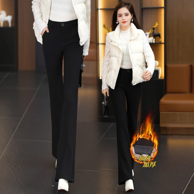 黑色西装微喇裤女冬季加绒加厚