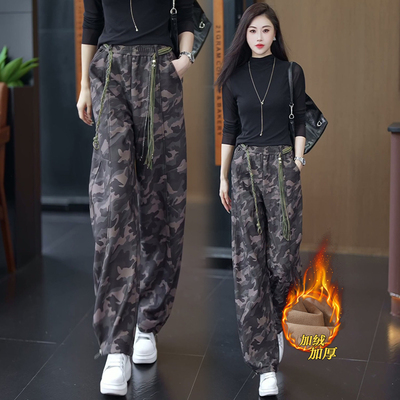 迷彩加绒工装裤女冬加厚2025新款