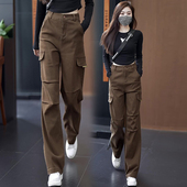 高腰显瘦宽松直筒多口袋裤 美拉德咖色工装 2026新款 女春季 子 阔腿裤