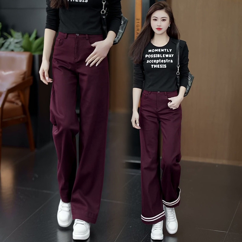 洗水棉卷边阔腿牛仔裤女春季2026新款高腰宽松小个子直筒裤子春秋,女装/女士精品,牛仔裤,淘宝优惠券,粉丝福利购,淘宝优惠卷