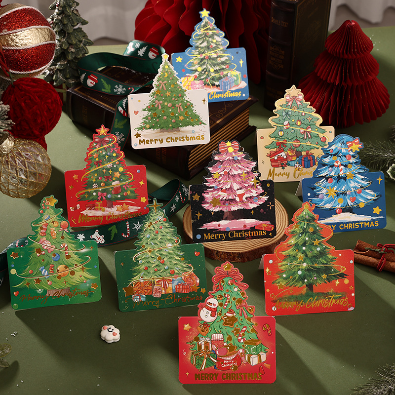 3D立体圣诞树主题贺卡英文高级感