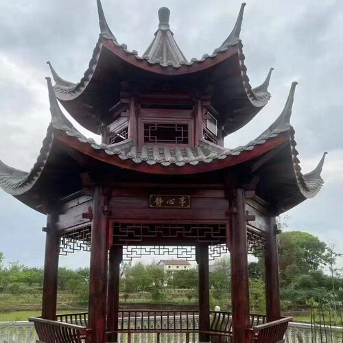 户外长廊凉亭古建防腐木公园庭院别墅小区仿古 实木连廊
