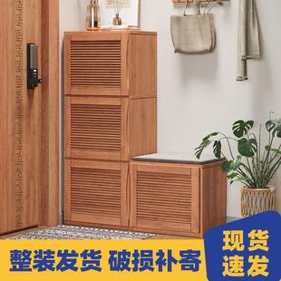 柜自由组合家用门口简约多层大容量储物收纳门厅柜 全实木楼梯下鞋
