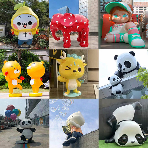 户外大型园林景观玻璃钢雕塑卡通IP形象人物公仔落地摆件商场美陈