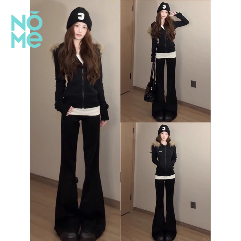NOME（服饰）喇叭裤女春秋2025新款高腰宽松休闲马蹄裤小个子卫裤