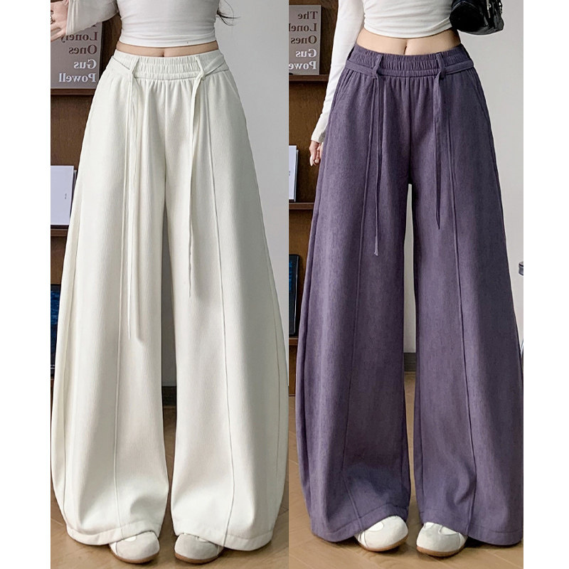 NOME（服饰）紫色弯刀运动裤女秋冬款宽松梨形阔腿裤休闲加绒卫裤