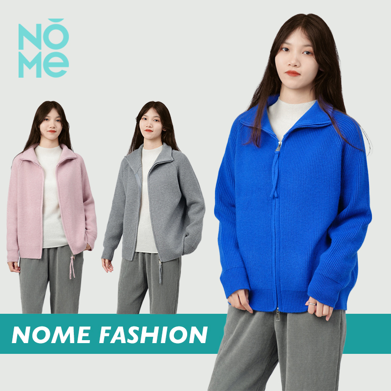 NOME（服饰）秋冬女士新款高级感双拉链外搭加厚立领针织开衫外套
