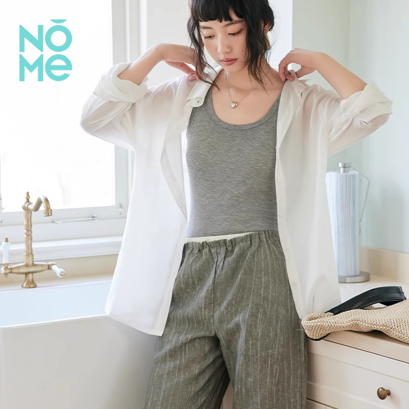 NOME（服饰）春夏2025休闲裤女显瘦韩版透气高腰垂感微皱薄阔腿裤