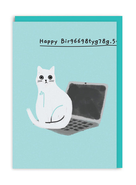 【现货】英国Ohh Deer联名Ken The Cat猫咪创意恶搞生日节庆贺卡