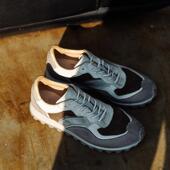 周莹国潮小众柔软透气拼色阿甘鞋 牛皮纯手工复古做旧运动休闲男鞋