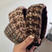 韩系毛线撞色编织发箍气质百搭高颅顶宽边发卡新款 遮发缝头箍女