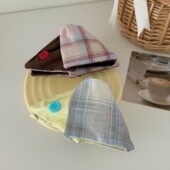 发夹新款 韩版 撞色格纹三角抓夹高级减龄奶色鲨鱼夹后脑勺盘发时尚