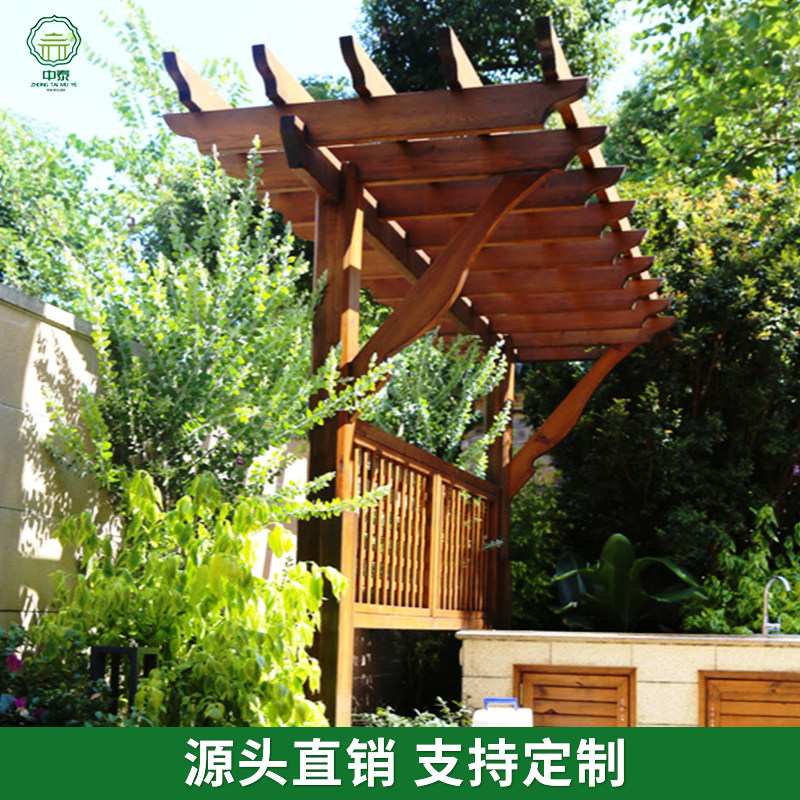 单边葡萄架户外碳化木长廊爬藤架花园别墅庭院廊架实木室外花架