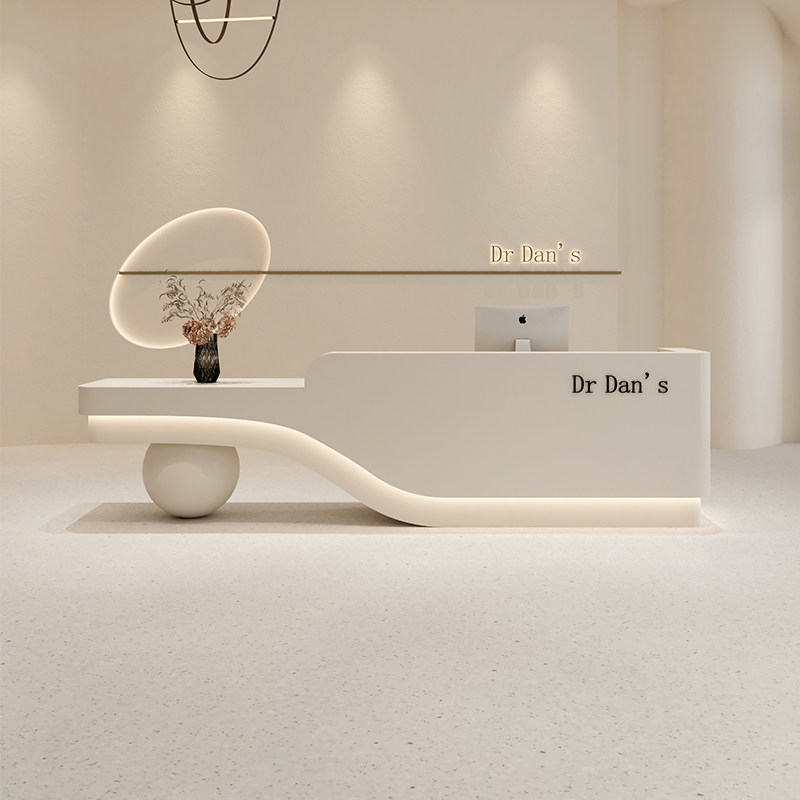 美容院收银台奶白色服装店柜台创意公司医美培训瑜伽馆前台接待台,商业/办公家具,收银台,淘宝优惠券,粉丝福利购,淘宝优惠卷