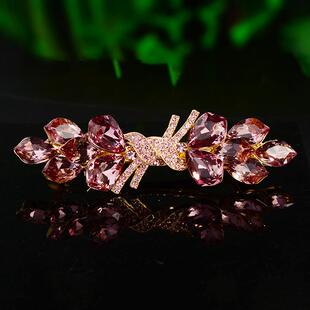 高档紫晶发夹弹簧夹时尚马尾夹淑女盘发夹韩国头花发饰横侧夹顶夹