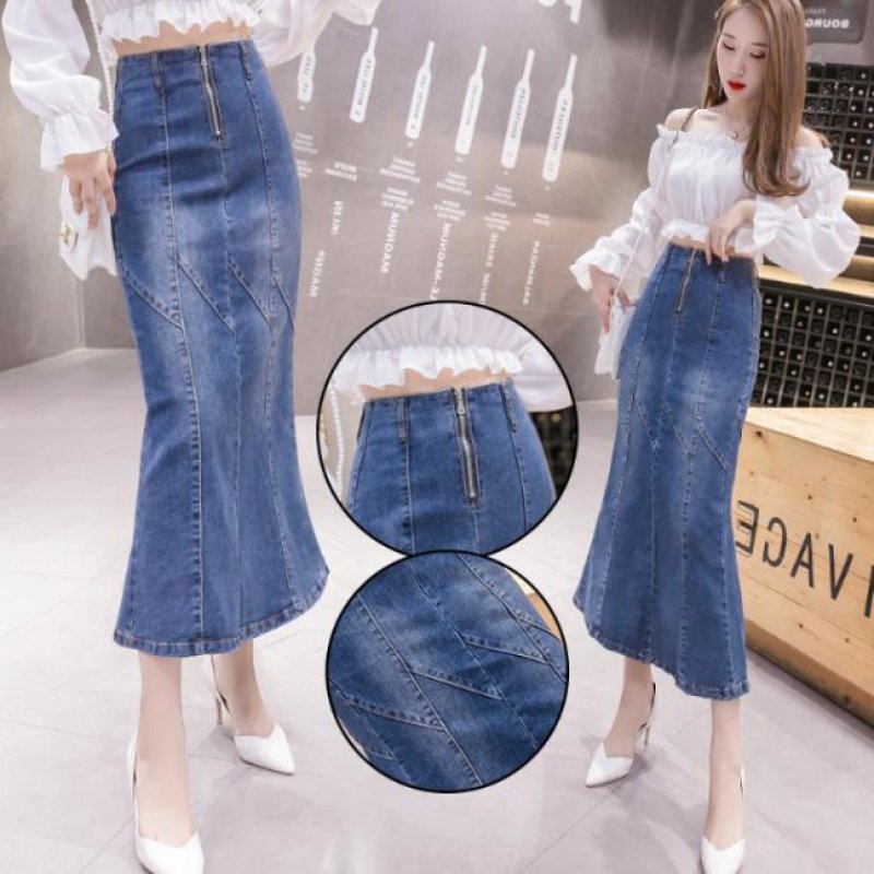 2020春夏新款高腰牛仔長裙女百搭彈力包臀魚尾中長款半身裙壹步在類目 女裝/女士精品, 半身裙中 - 來自Buy2taobao.com提供專業的淘寶代購服務