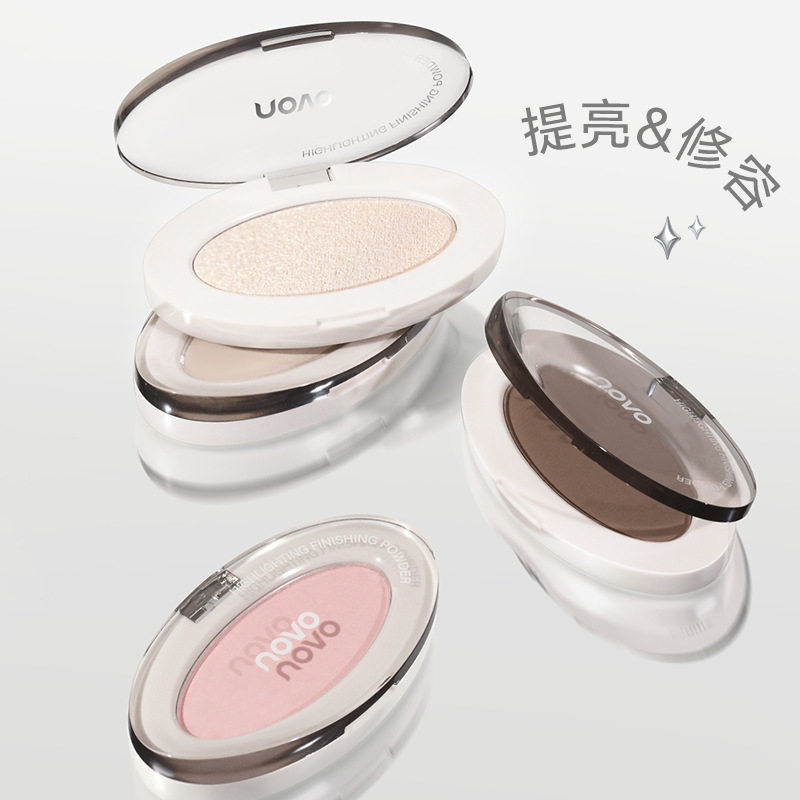 彩妆NOVO微缎光感高光修容粉饼立体提亮鼻影阴影侧影高光综合盘