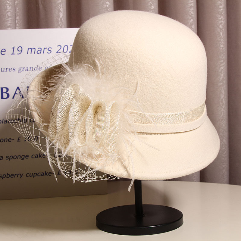 法式复古网纱卷边礼帽女秋冬赫本风优雅花朵羊毛渔夫帽显脸小盆帽,服饰配件/皮带/帽子/围巾,帽子,淘宝优惠券,粉丝福利购,淘宝优惠卷