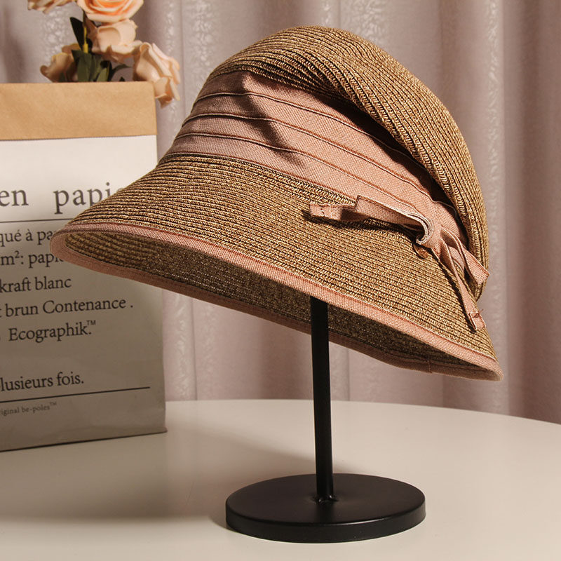 日系简约蝴蝶结减龄渔夫帽夏季小沿时尚草帽女防晒出游遮阳盆帽潮