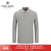 休闲POLO衫 长袖 哈特马克斯男士 2025年秋舒适翻领T恤男 绵羊毛