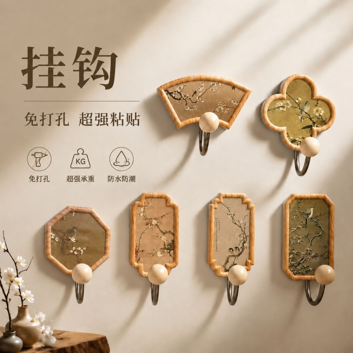 超强力承重大挂钩胡桃木