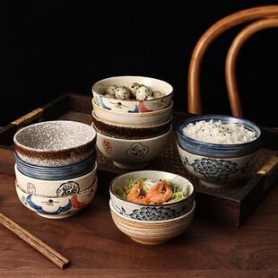潮州餐具潮州碗日式陶瓷食品级餐具高档加厚饭碗复古风高颜值家用