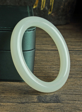 外蒙料青白玉手镯羊脂白圆条玉镯细圆美人镯摔不断外蒙料手镯工厂