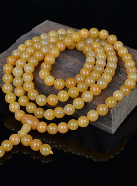 新疆天然金丝玉手串新款时尚戈壁玉108颗手链玉石圆珠8mm手链