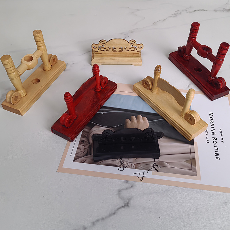 仿红木原木色宫扇团扇扇架扇托扇座木制扇架扇子架厂家特价