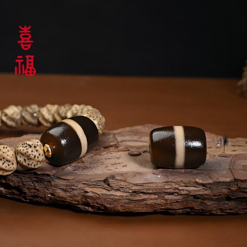 玛瑙天珠一线药师桶珠散珠单颗diy多宝文玩佛珠菩提手串手链配件