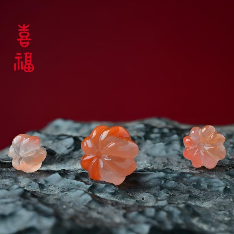 保山南红玛瑙雕刻南瓜珠柿子