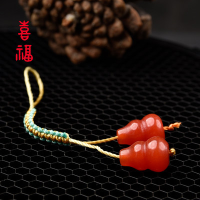 南红玛瑙雕刻小葫芦弟子珠金刚星月菩提百香籽108颗文玩手串配饰